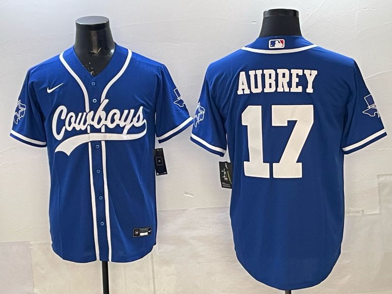 Men 2025 Nike Dallas Cowboys #17 Aubrey blue Joint Name Limited NFL Jersey 03->detroit lions->NFL Jersey
